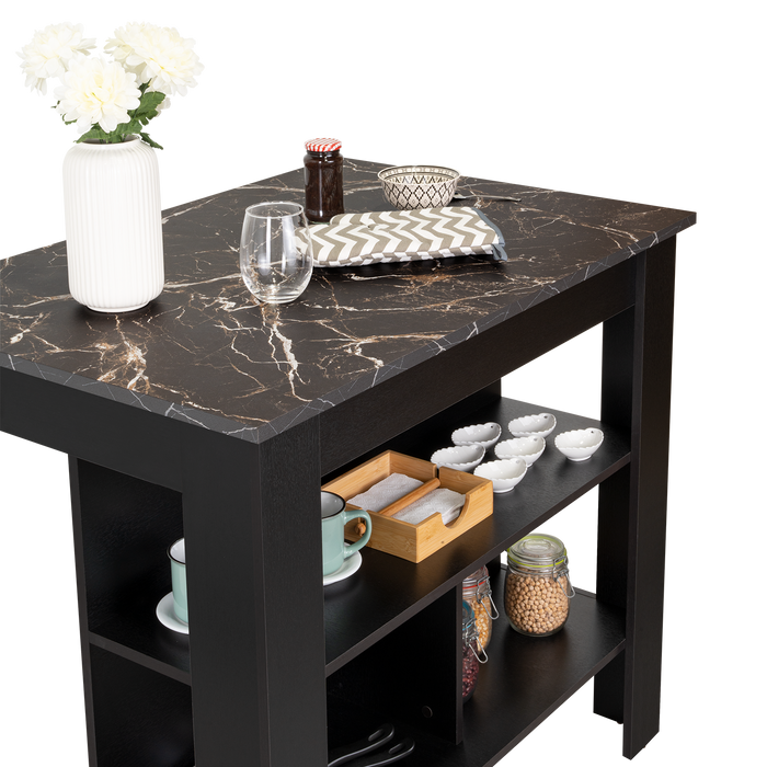 Barra de Cocina Cala, Wengue Y Mamba, Con amplia superficie en la mesa