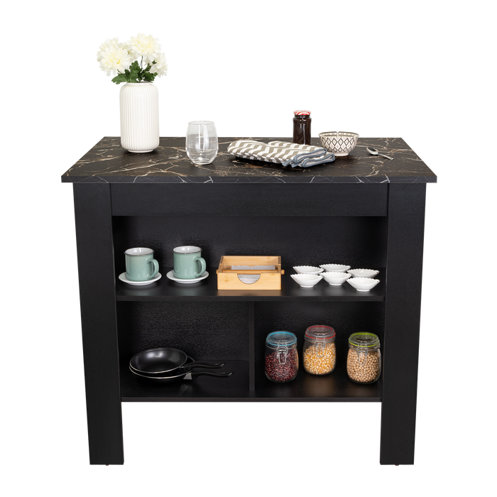 Barra de Cocina Cala, Wengue Y Mamba, Con amplia superficie en la mesa