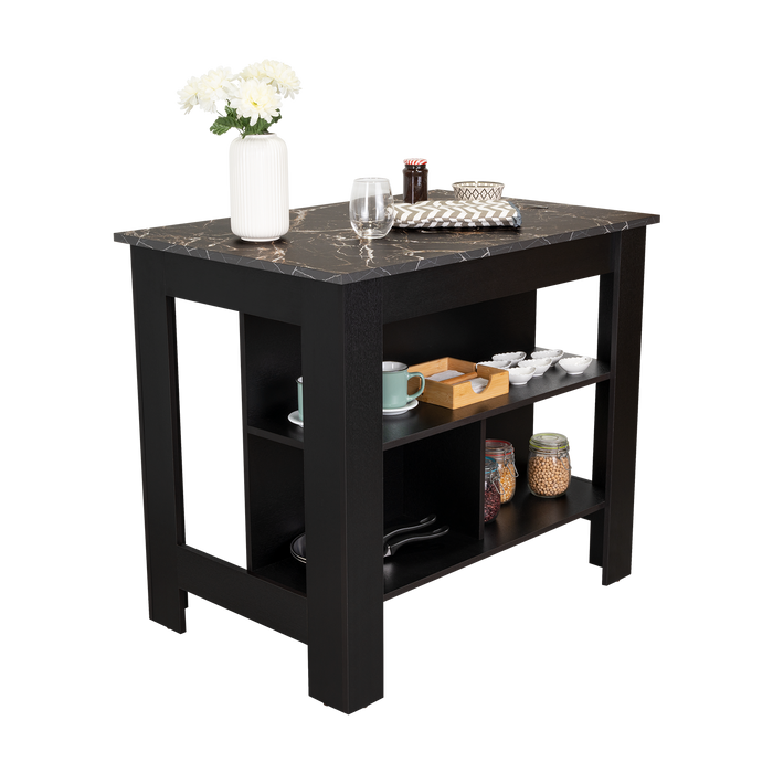 Barra de Cocina Cala, Wengue Y Mamba, Con amplia superficie en la mesa