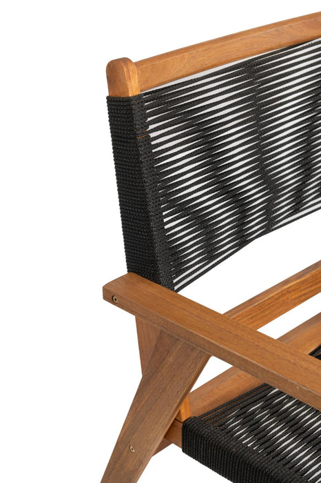 Silla Plegable de Madera para Exterior Lomy, Negro, con Brazos