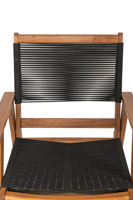 Silla Plegable de Madera para Exterior Lomy, Negro, con Brazos