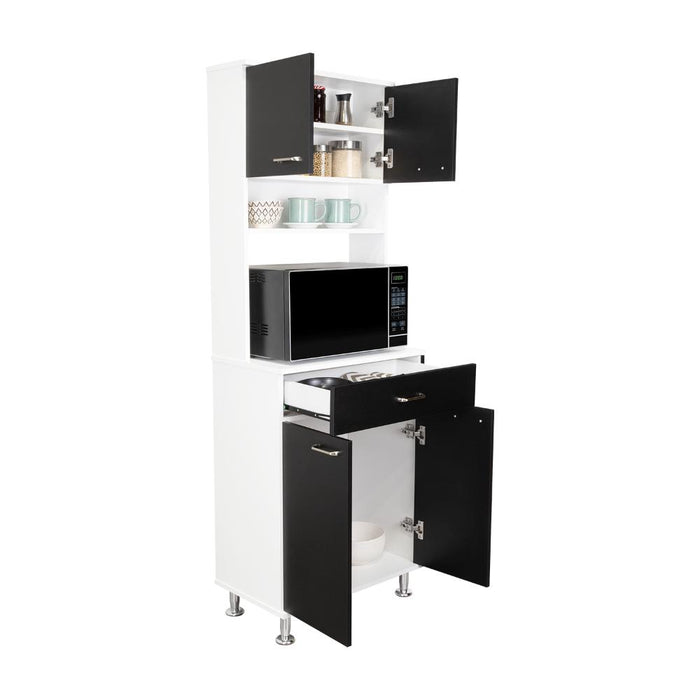 Alacena Huzy, Blanco y Wengue, con Amplia Capacidad de Almacenamiento