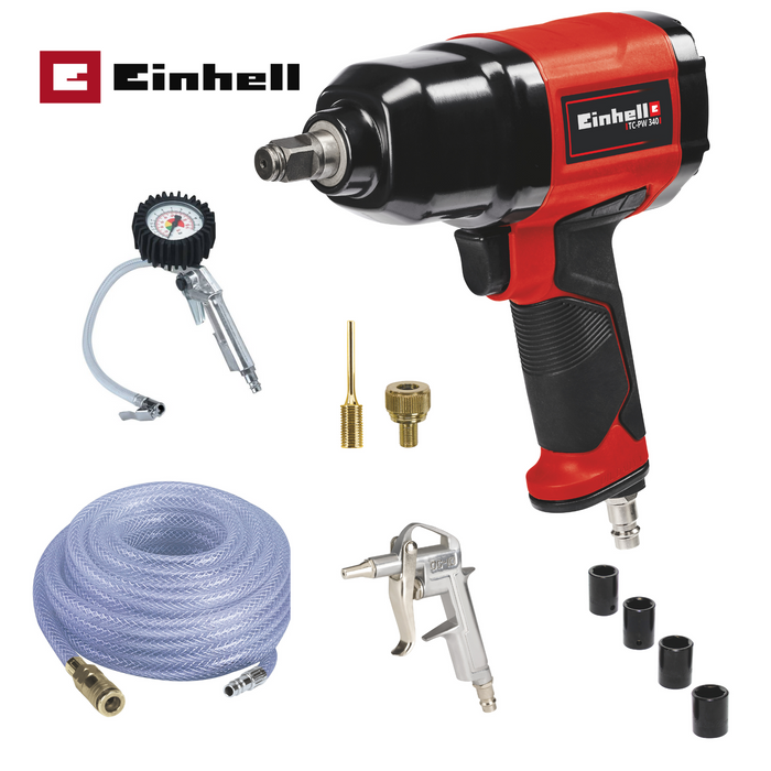 Llave de impacto neumática + 10 accesorios marca Einhell