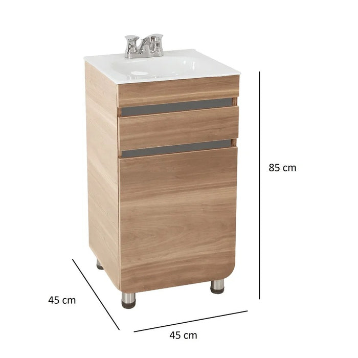 Mueble Corona Aluvia Miel A Piso Con Lavamanos 45x45