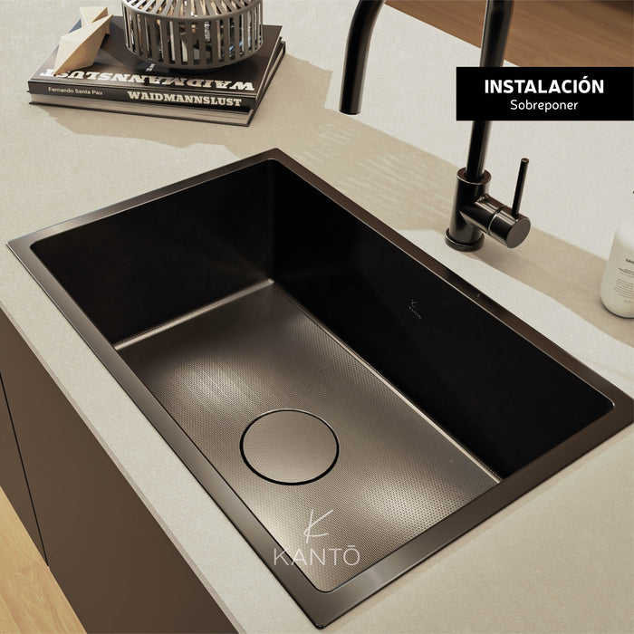 Lavaplatos Enzo de 70*45*22 cm en acero 304 color nano black marca Kanto
