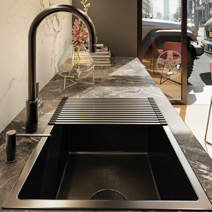 Lavaplatos Moshi de 60*40*22 cm en acero 304 color nano black marca Kanto