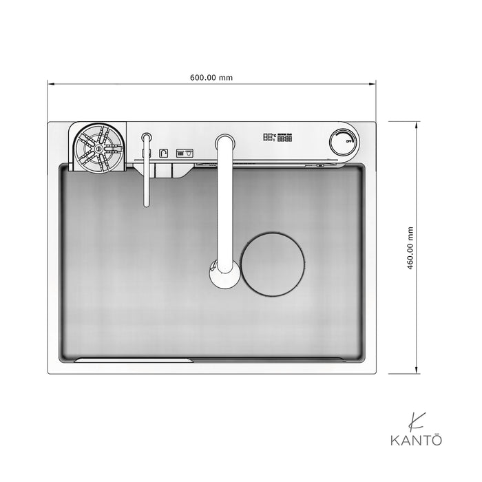 Lavaplatos teki de 60x46x22 en acero 304 color nano black