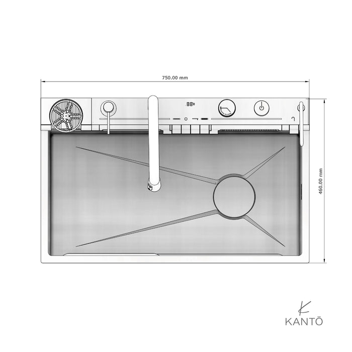 Lavaplatos Kanji de 75*46*22 cm en acero 304 color nano black marca Kanto