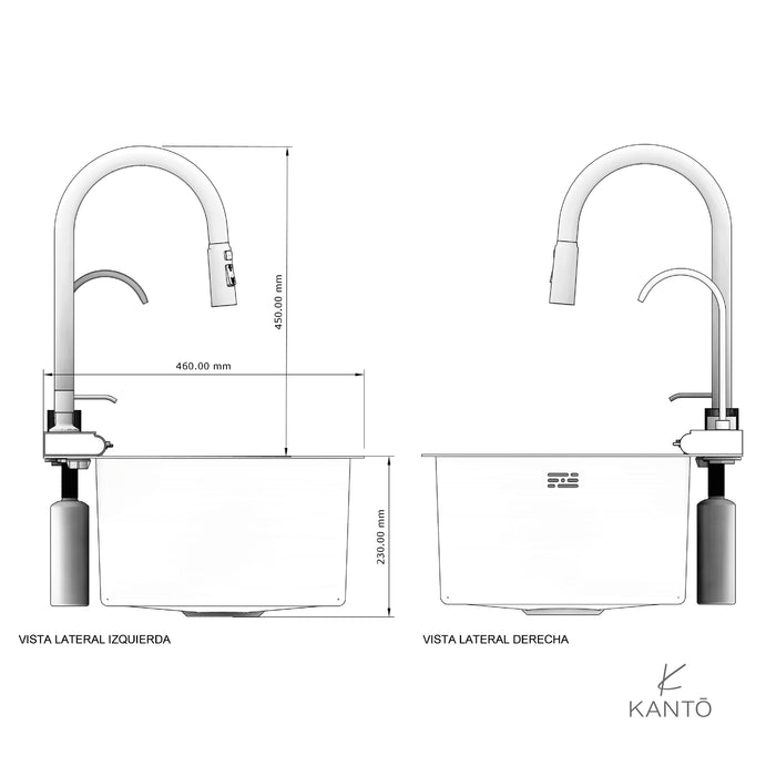 Lavaplatos Kanji de 75*46*22 cm en acero 304 color nano black marca Kanto