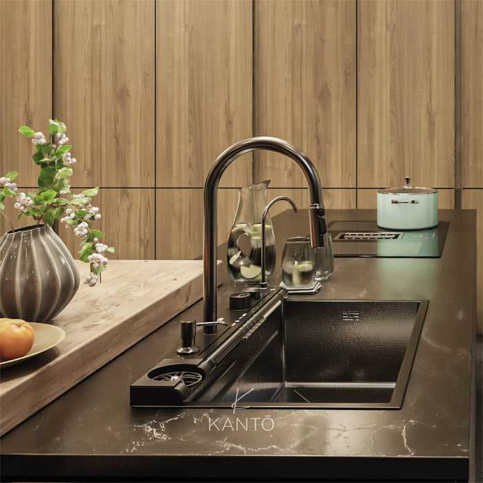 Lavaplatos Kanji de 75*46*22 cm en acero 304 color nano black marca Kanto