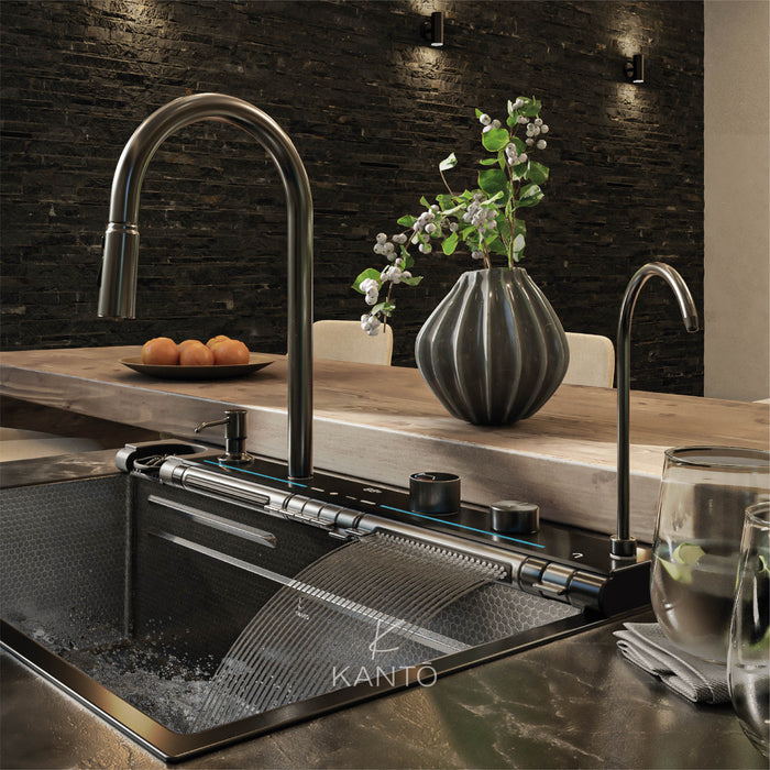 Lavaplatos Kanji de 75*46*22 cm en acero 304 color nano black marca Kanto