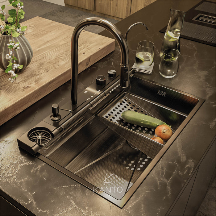 Lavaplatos Kanji de 75*46*22 cm en acero 304 color nano black marca Kanto