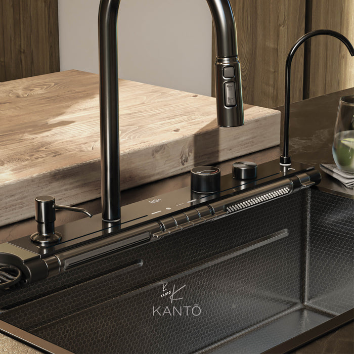 Lavaplatos Kanji de 75*46*22 cm en acero 304 color nano black marca Kanto