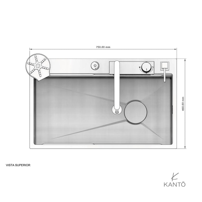 Lavaplatos brera de 75x46x22 en acero 304 color negro