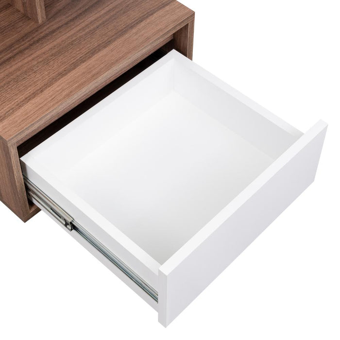 Mesa de Noche Mike, Avellana y Blanco Duqueza, Con Un Cajón Multiusos