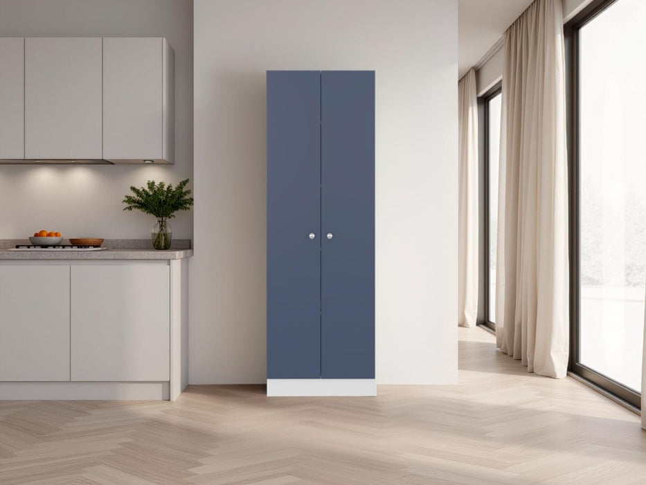 Alacena Multiusos Benna, Blanco Kronos y Azul, con Variedad de Entrepaños