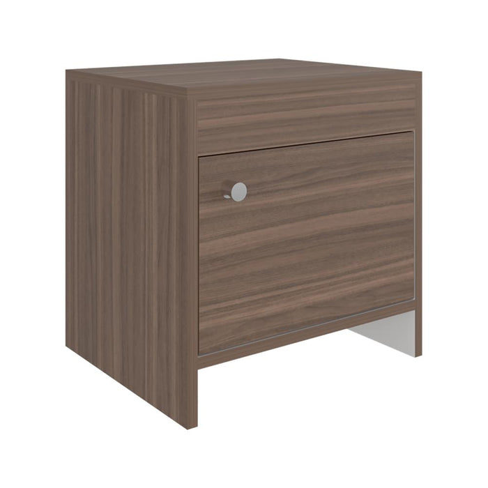 Mesa de Noche Tutto, Avellana y Blanco, con Cajón Para Guardar Objetos Ideal Para Espacios Reducidos
