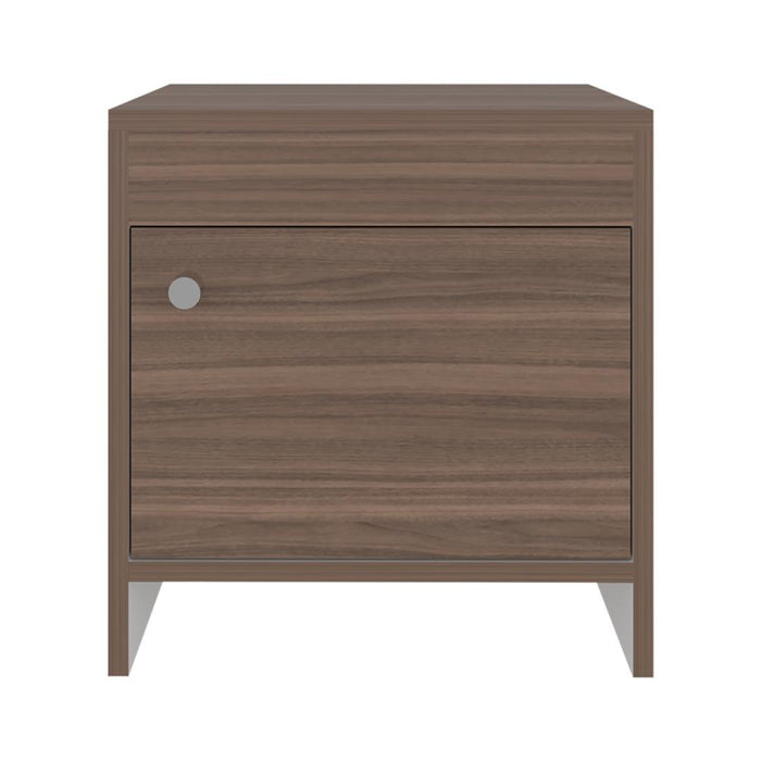 Mesa de Noche Tutto, Avellana y Blanco, con Cajón Para Guardar Objetos Ideal Para Espacios Reducidos