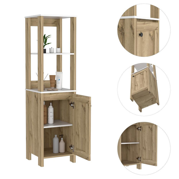 Mueble Auxiliar de Baño Aqua, Blanco Duqueza y Café Claro,  con amplio espacio de almacenamiento