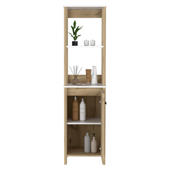 Mueble Auxiliar de Baño Aqua, Blanco Duqueza y Café Claro,  con amplio espacio de almacenamiento
