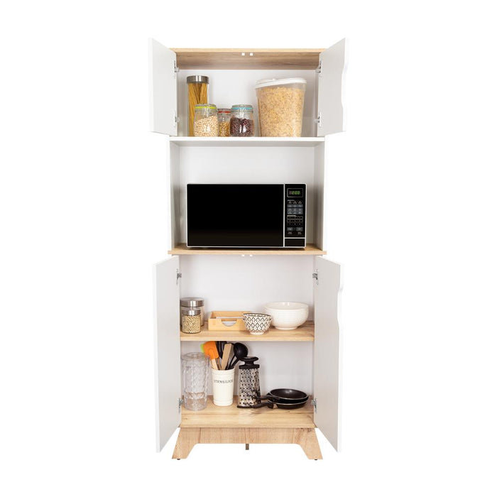 Modúlo Microondas Alto Austurial, Blanco y Café Claro, con cuatro puertas