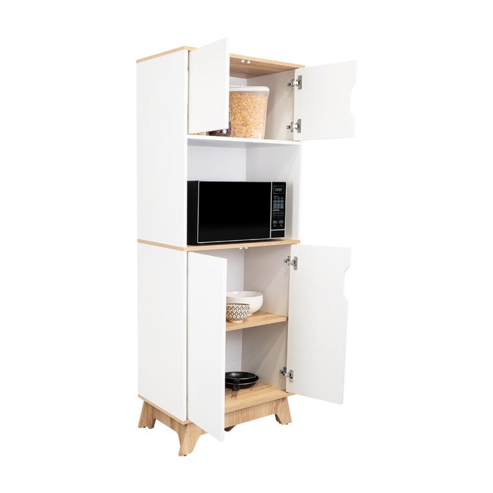 Modúlo Microondas Alto Austurial, Blanco y Café Claro, con cuatro puertas