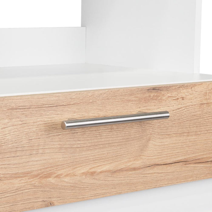 Módulo Microondas Prada 2, Café Claro y Blanco, con Rodachinas y Variedad de Entrepaños Fld