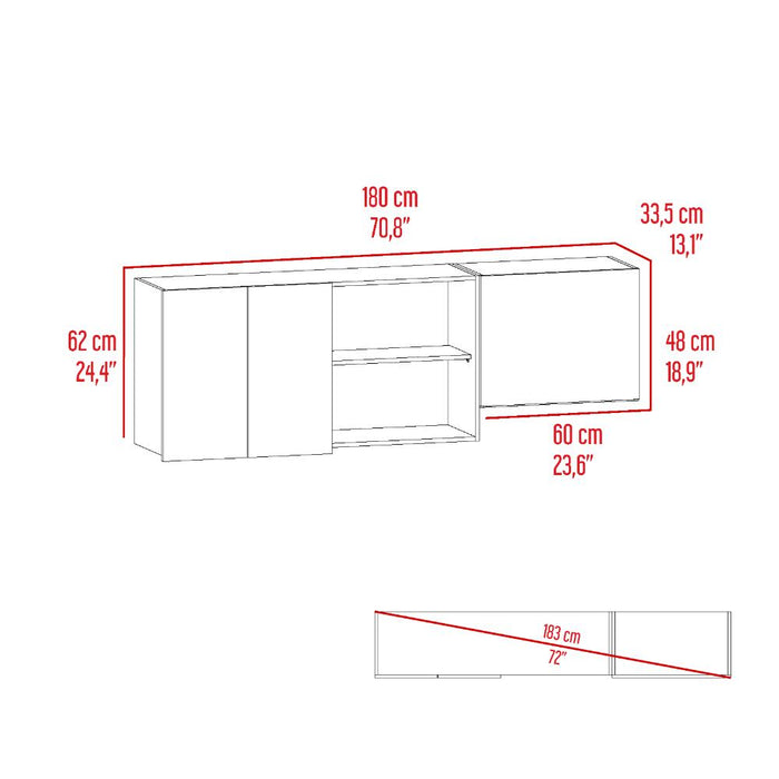 Gabinete Superior Boreal, Blanco Duqueza y Fresno Europeo, Incluye locero y platero