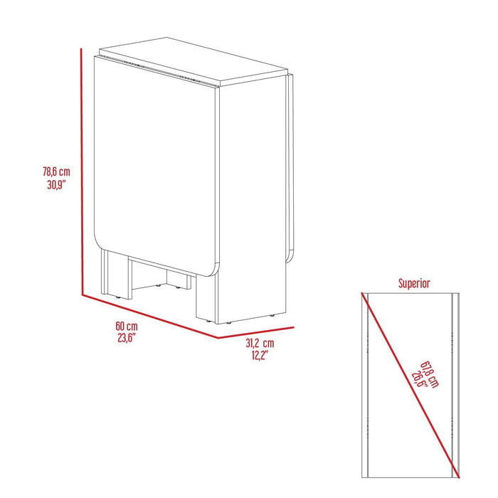 Mesa Auxiliar de Cocina Plegable Merida, Blanco y Fresno Europeo, con Amplia Superficie