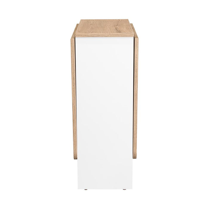 Mesa Auxiliar de Cocina Plegable Merida, Blanco y Fresno Europeo, con Amplia Superficie