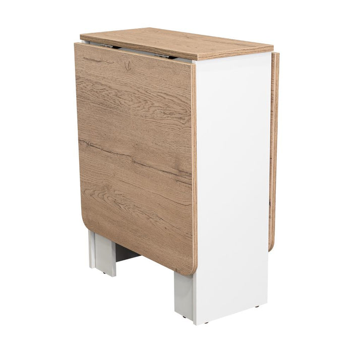 Mesa Auxiliar de Cocina Plegable Merida, Blanco y Fresno Europeo, con Amplia Superficie