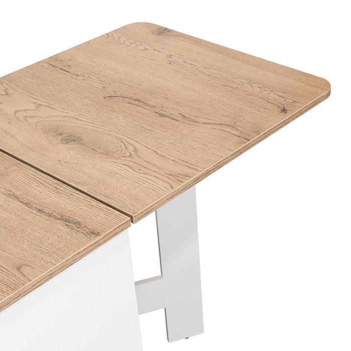 Mesa Auxiliar de Cocina Plegable Merida, Blanco y Fresno Europeo, con Amplia Superficie