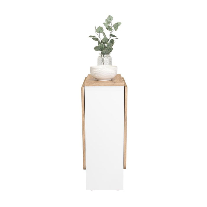 Mesa Auxiliar de Cocina Plegable Merida, Blanco y Fresno Europeo, con Amplia Superficie