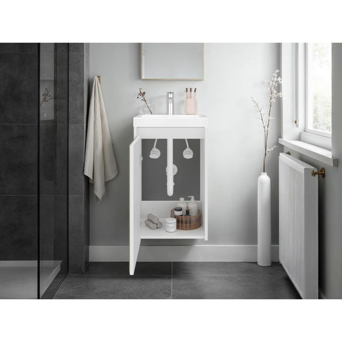 Mueble De Lavamanos Syra, Kronos Blanco Duqueza y Roble Natural, Con textura ranurada incluye lavamanos ZF