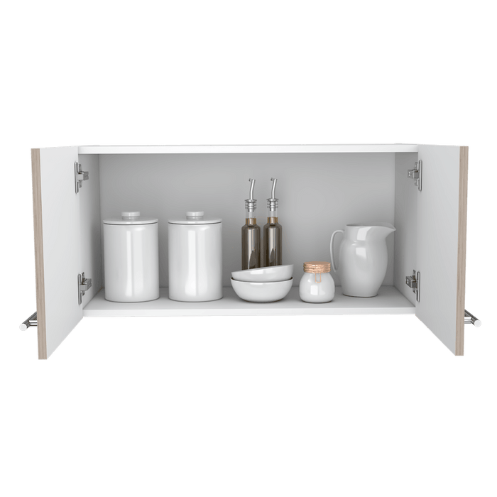Mueble Sobre Campana Shope, Humo y Blanco, con Dos Puertas