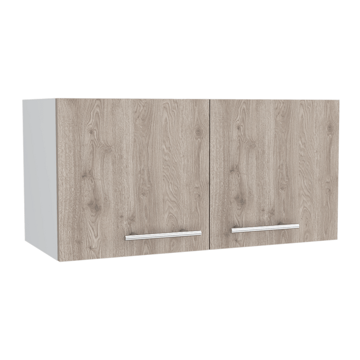 Mueble Sobre Campana Shope, Humo y Blanco, con Dos Puertas