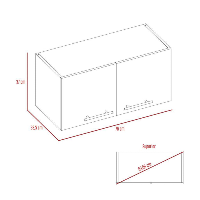 Mueble Sobre Campana Shope, Humo y Blanco, con Dos Puertas