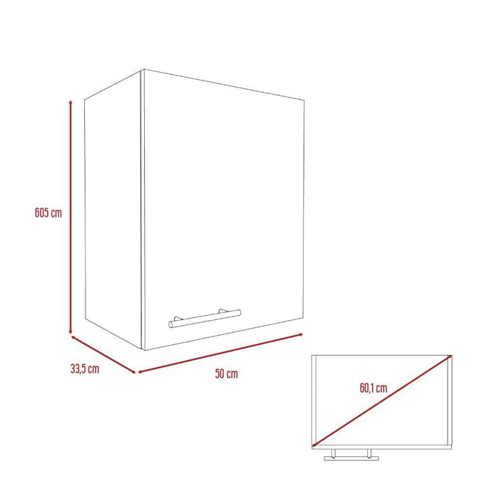 Mueble Aéreo Delhi, Humo y Blanco, con Una Puerta Batientes