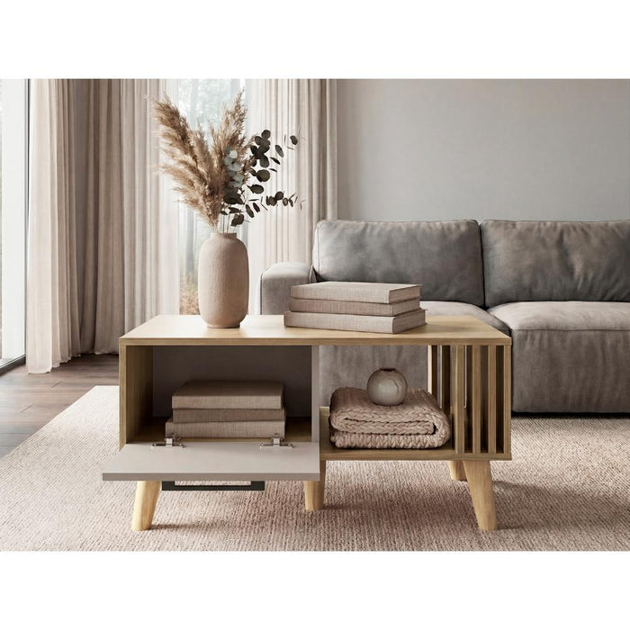 Mesa de Centro Vanez II, Capri y Fresno Europeo, Fácil de armar