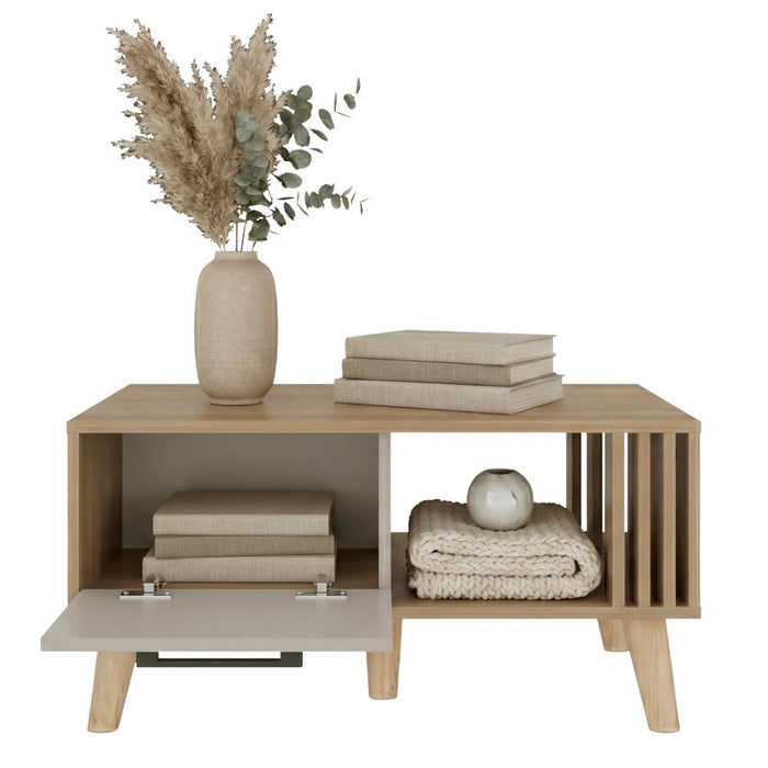 Mesa de Centro Vanez II, Capri y Fresno Europeo, Fácil de armar