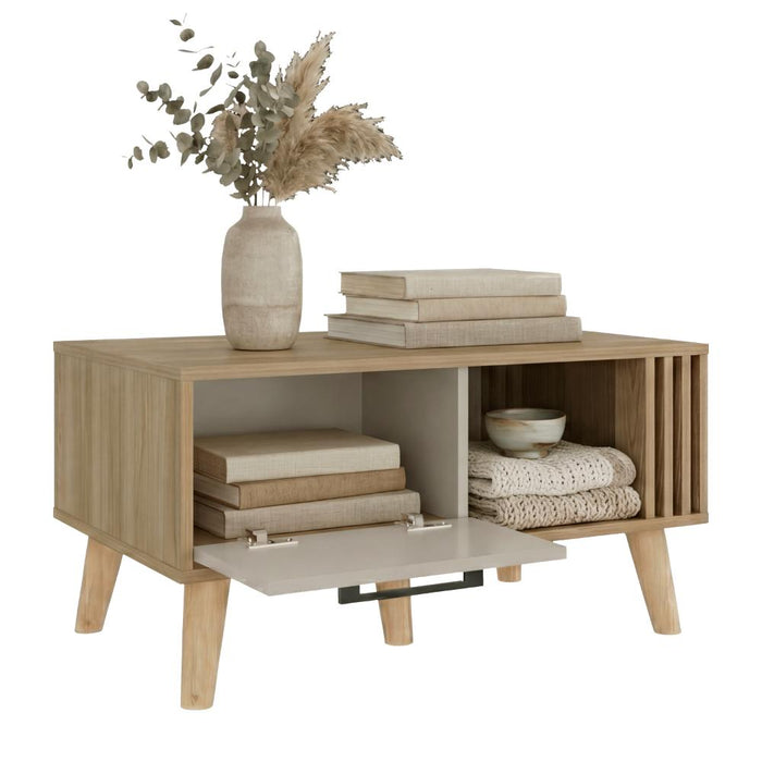 Mesa de Centro Vanez II, Capri y Fresno Europeo, Fácil de armar