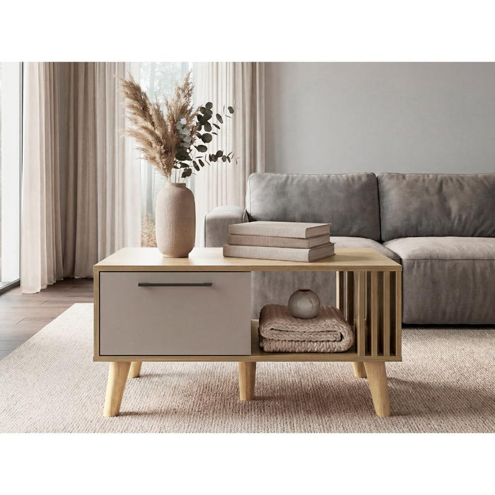 Mesa de Centro Vanez II, Capri y Fresno Europeo, Fácil de armar