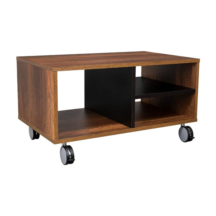 Mesa de Centro Clasic, Cobre y Wengue, con Rodachinas En Nylon Para Su Fácil Desplazamiento