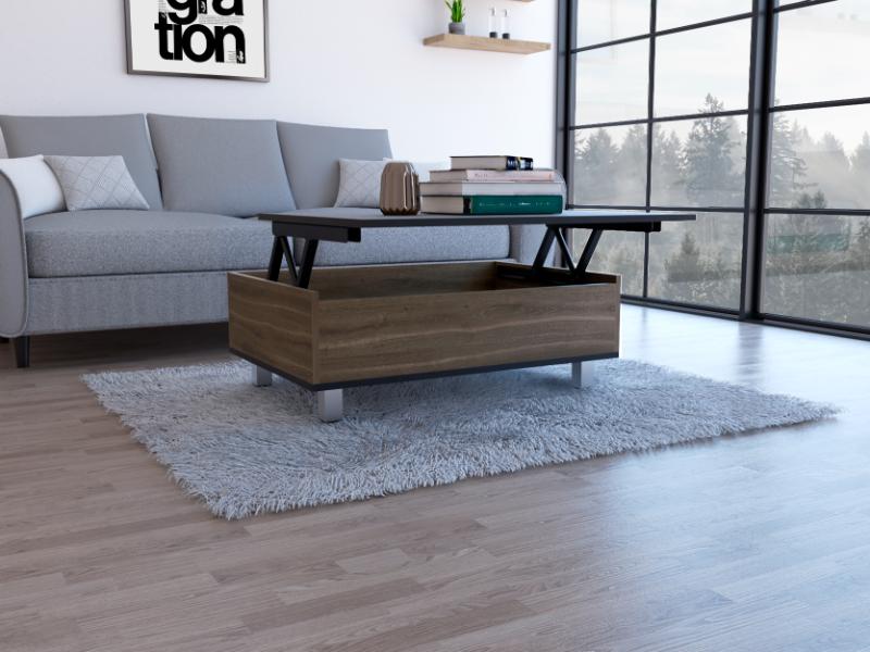 Mesa de Centro Salento, Avellana y Wengue, con Gran Capacidad de Almacenamiento