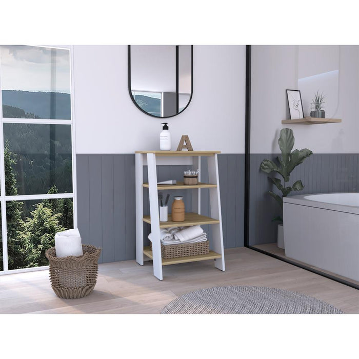 Gabinete de Baño Aqua 3 Pequeño, Blanco Vainilla y Fresno Europeo, Con Variedad De Entrepaños
