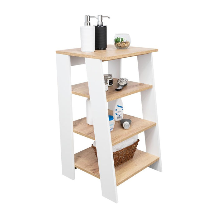 Gabinete de Baño Aqua 3 Pequeño, Blanco Vainilla y Fresno Europeo, Con Variedad De Entrepaños