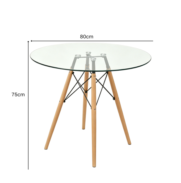 Mesa Redonda 80 cm, en Vidrio Templado