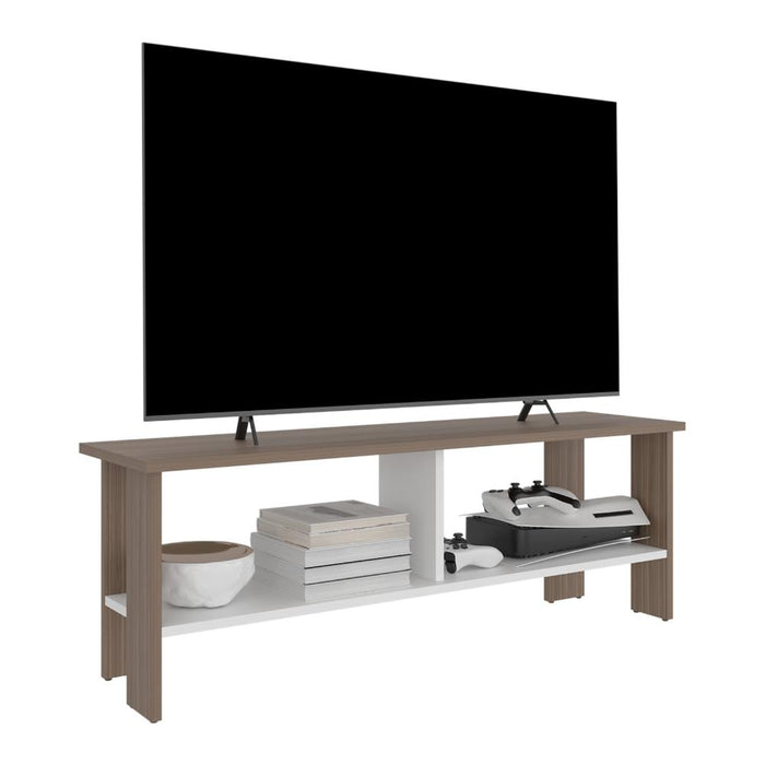 Mesa Para Tv Navi, Avellana y Blanco Duqueza, Para Televisor Hasta 55 Pulgadas