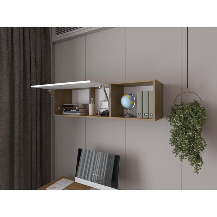 Gabinete Superior de Oficiina Saharan, Fresno Europeo y Blanco, con compartimientos para mantener cerca archivos