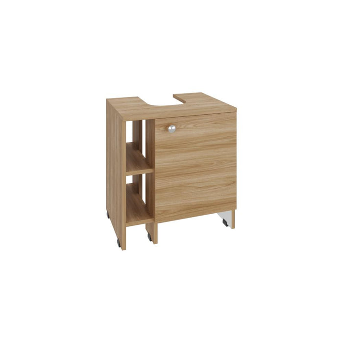Mueble para Lavamanos Omahi, Fresno Europeo y Blanco Duqueza, con Variedad de Entrepaños
